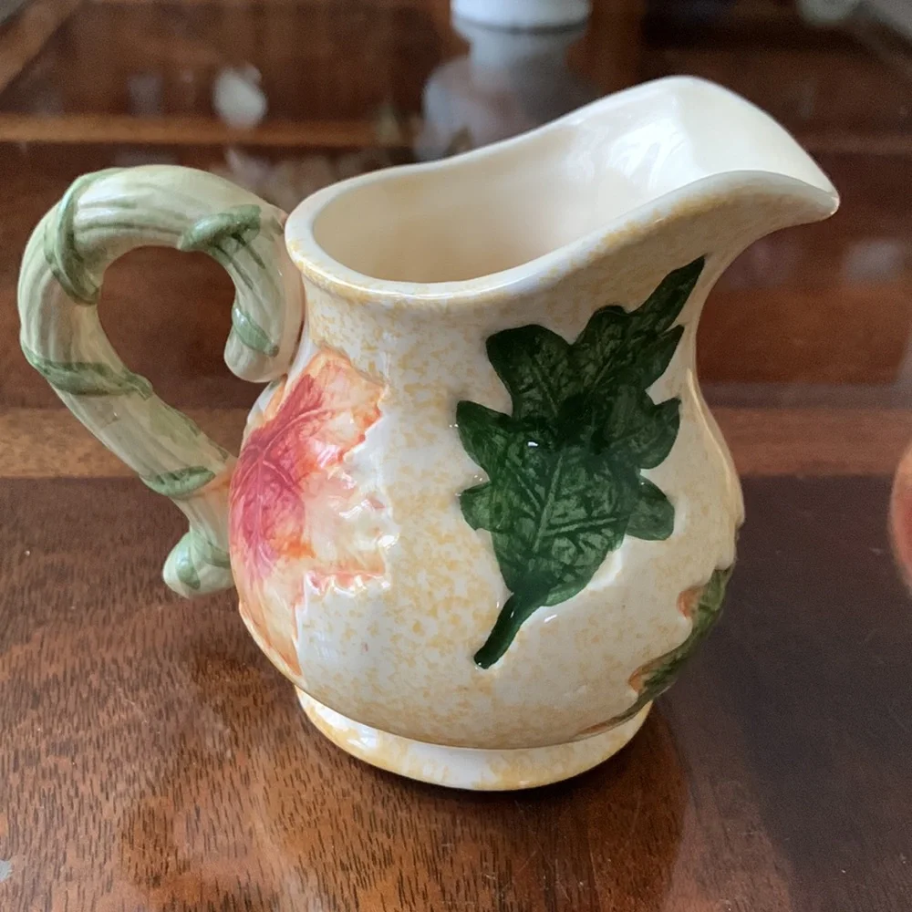 Oxford Elite Maple Leaf Creamer Pitcher & Sugar Bowl Fall Autumn Thanksgiving